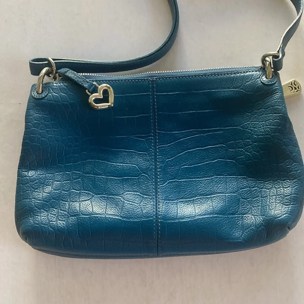 Brighton Bria Croco Embossed Leather Bag Size 10” x 6.75” x 2” approximately.